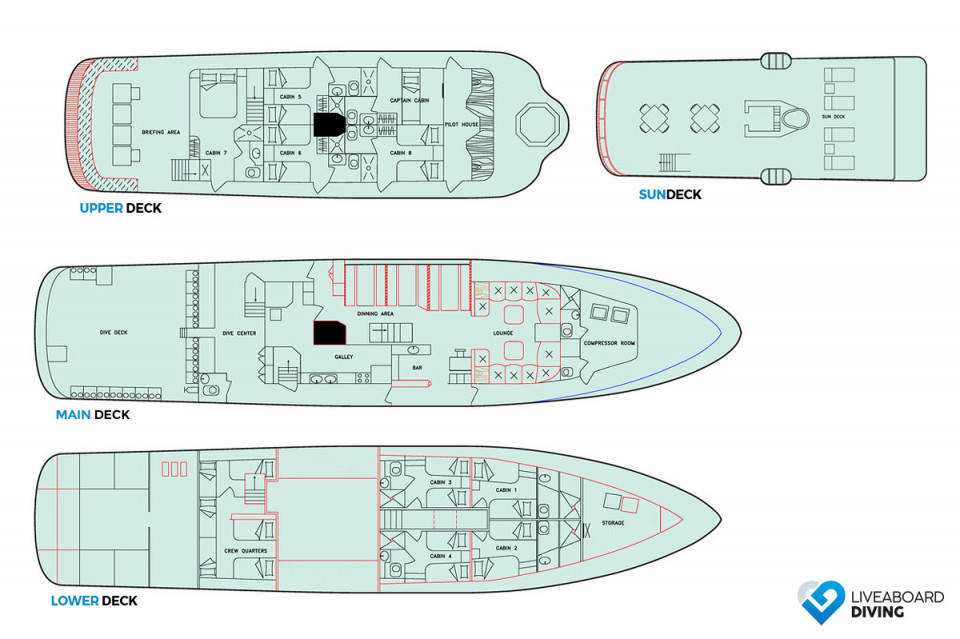 Galapagos Aggressor III Deck Plan